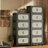 Retro 20" Side Wide Folding Storage Cabinet ,4 Tiers,19.69"×11.81"×40.55",Collapsible Storage Bins With Magnetic Door, Plastic Storage Cabinet With Wheels-137882861-137882860