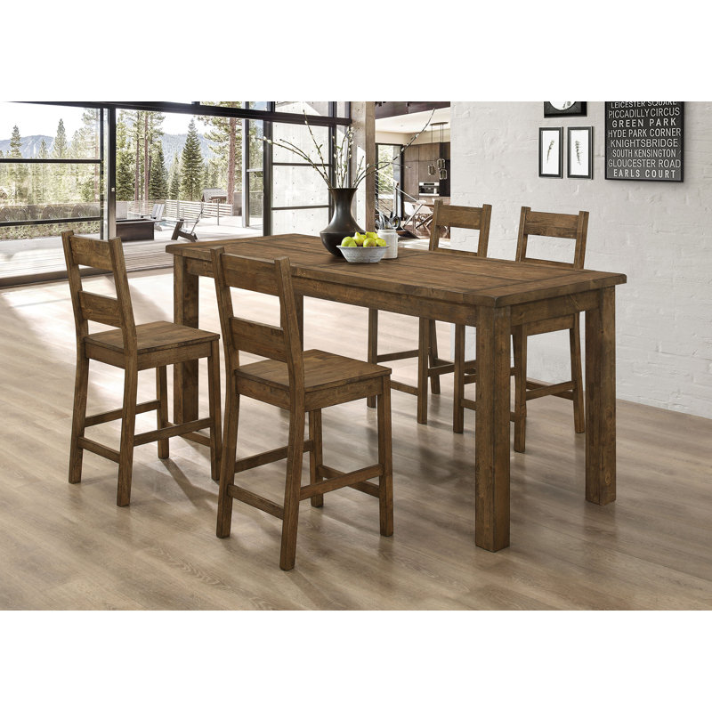 Rustic Dark Brown 5-Piece Counter Height Dining Set