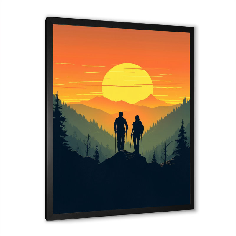 Coucher de soleil orange sur fond orange, Cadre photo noir, H 32 po x l 24 po x P 1 po