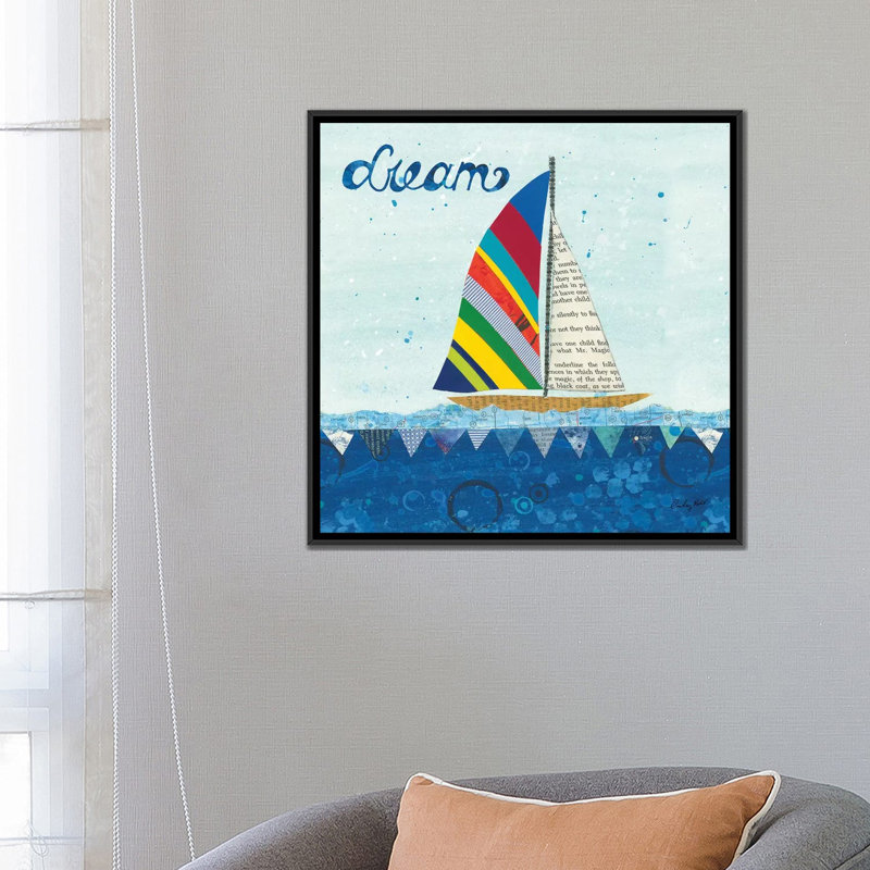 « arc-en-ciel spinnakers ii », impression sur toile, H 18 po x l 18 po x P 1,5 po, Toile avec cadre noir, Pas de tapis