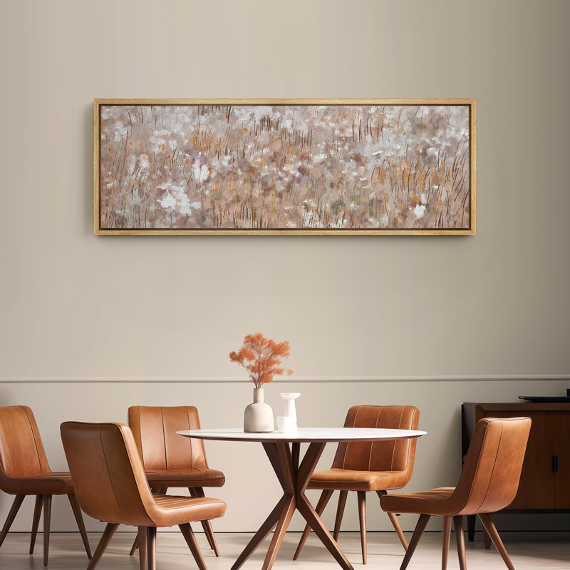 «Rustic Countryside Autumn Whispers», reproduction d'art texturée encadrée, H 20 po x l 60 po, Naturel