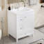 Meuble-lavabo de 24 po avec rangement, tablette réglable, panneau de fibres à densité moyenne et bois d'hévéa, cloisons amovibles, finition blanc brillant-550921855
