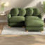Canapés à compression, canapé trois places en chenille verte avec pouf, décor moderne-2093609222