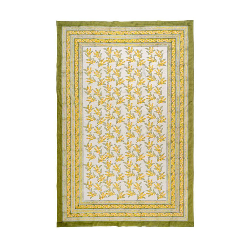 Mimosa Tablecloth - Green & Yellow - 59" x 59", 71" x 106" Rectangular, Green & Yellow