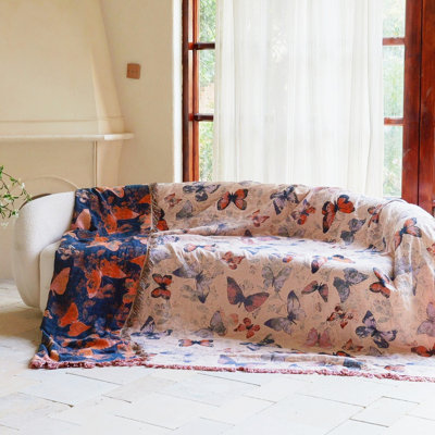 Jeté en coton tissé jacquard Butterfly