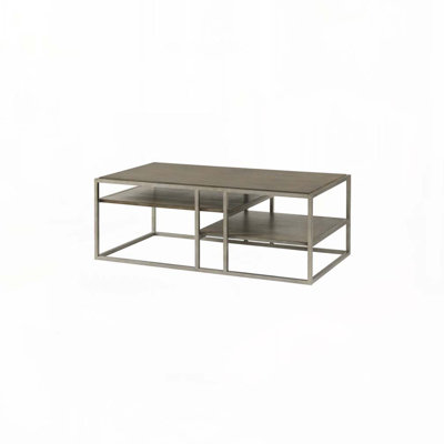Wood Top Coffee Table with Metal Frame
