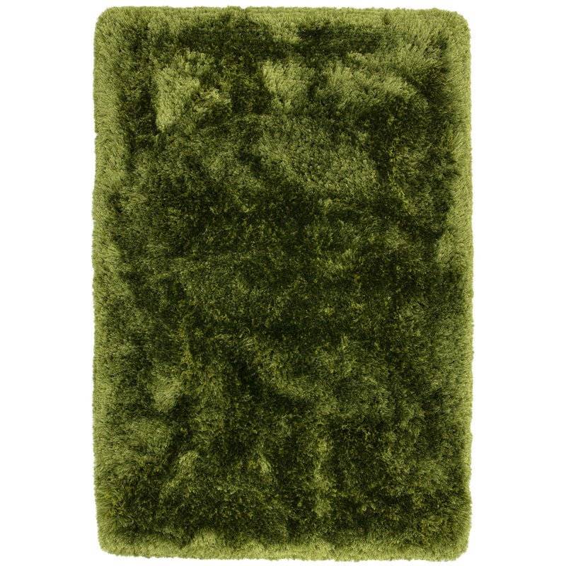 Plush Deep Pile Shaggy Green Rug, Rectangle 160cm x 230cm