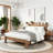 Wood Platform Bed Frame With Storage LED Light Headboard And 2 USB , Noise Free,No Box Spring Needed And Easy Assembly Tool,Large Under Bed Storage-2139011067-2139011064