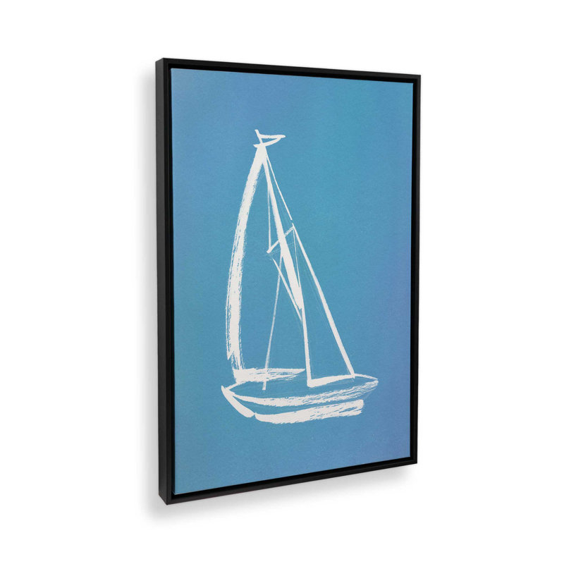 Reproduction d'art d'un voilier bleu par Intemporalis, H 24 po x l 18 po, Noir