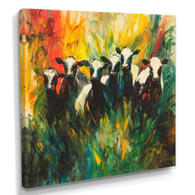 Abstract Cow Herd I - Cow Canvas Wall Art