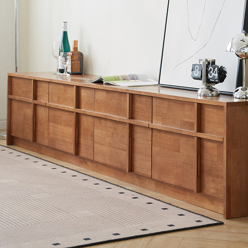 Meuble télé en bois d'hévéa avec rangement à tiroirs multiples, H 18,3 po x L 78,74 po x l 15,75 po