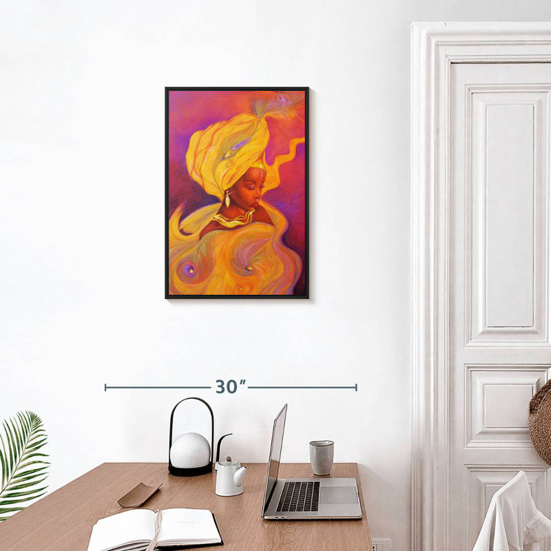 Déesse Oshun, Cadre flottant noir, 17 po x 25 po