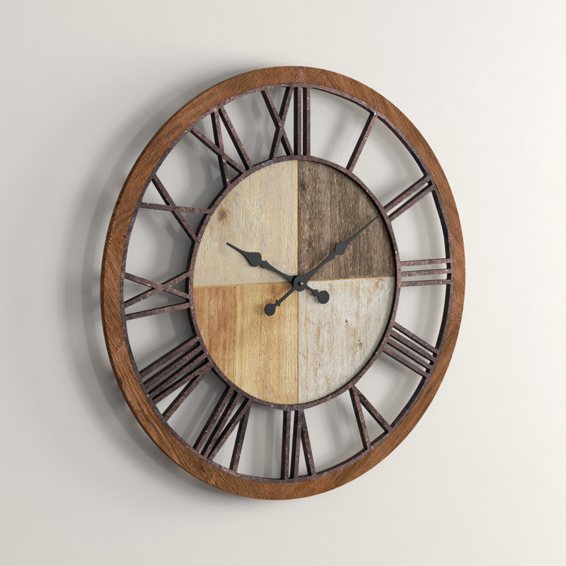 Horloge murale décorative en bois brun