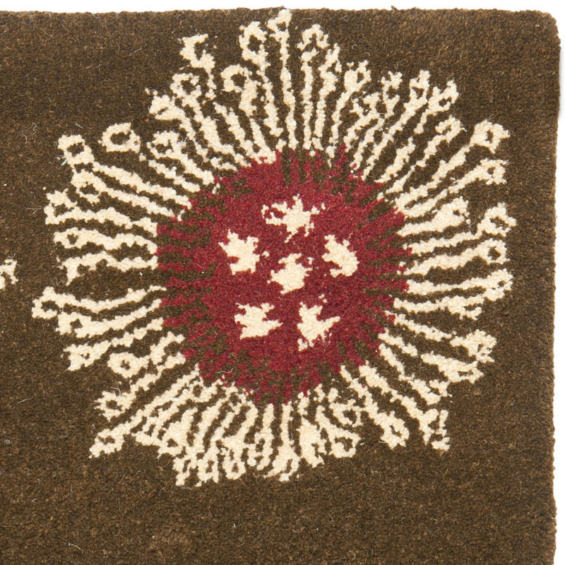 Candelo Hand Tufted Wool/Viscose Floral Rug in Brown, Runner 2'6" x 8'