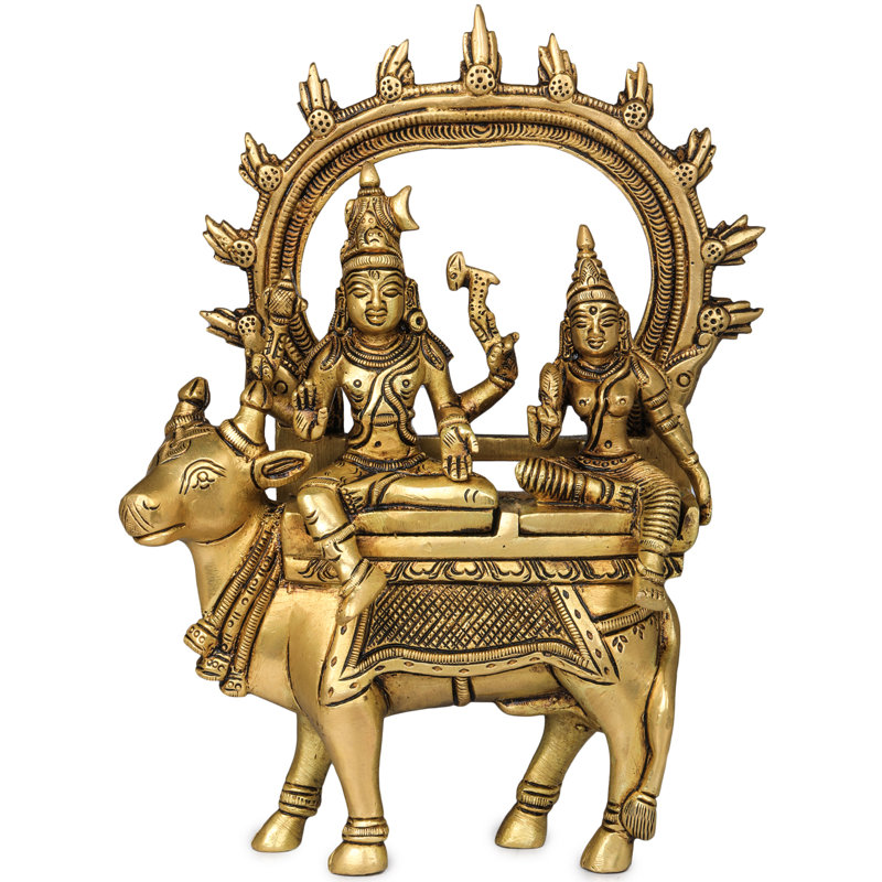 Figurine Evone Shiva Parvati assise sur Nandi