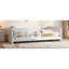 Lit plateforme simple en bois avec garde-corps et tablettes de rangement, blanc-133231914
