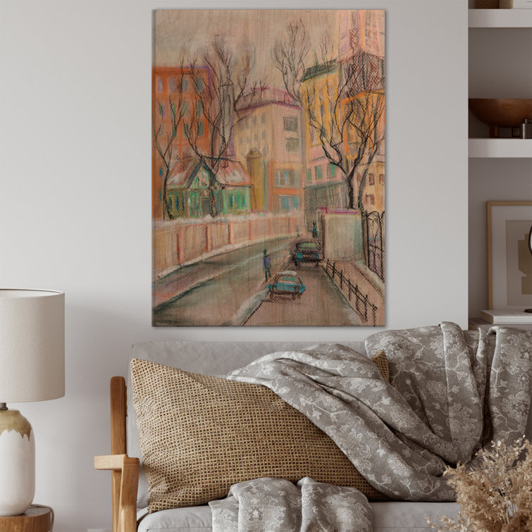20" H x 12" W x 1" D " Lanes In Moscow City " Painting Print on Wood