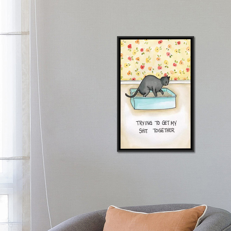"Shit Together" par Jamie Morath-impression, H 26 po x l 18 po x 1,5 po, Toile avec cadre noir, Pas de tapis
