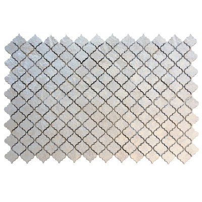Artisana 12x12 in. Silver Gray Textured, Foiled Resin Arabesque Lantern Mosaic Wall Tile (5 sq ft/case, 5-Pack)