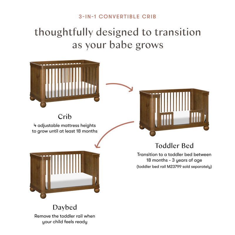 Crosby 3-in-1 Convertible Crib, Natural Walnut