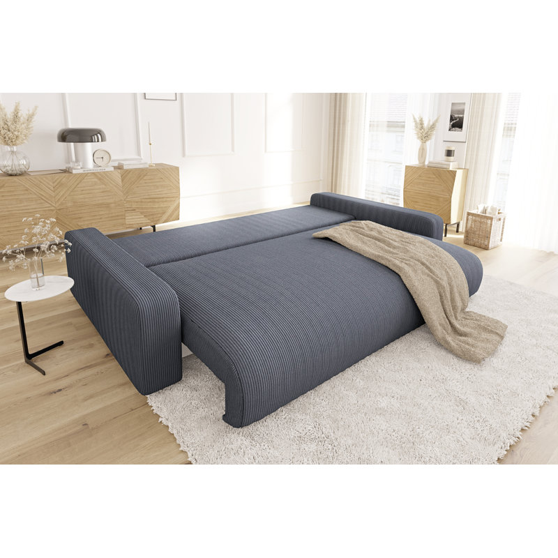 6 Seater Corduroy Sofa Bed, Dark Grey