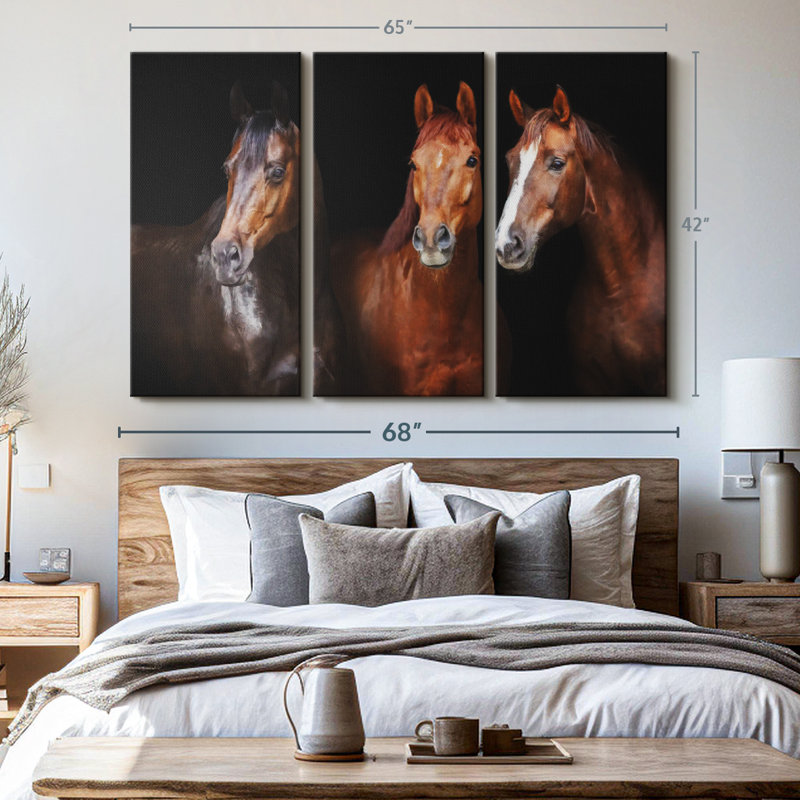 Animal «Brown Stallion Horses Canvas Print» sur, H 42 po x l 65 po x P 1,25 po
