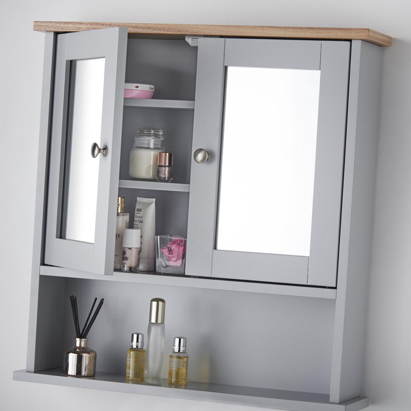 Casandra Wall Mounted Required Bathroom Storage Furniture Set, Grey