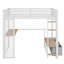 Lit mezzanine en métal avec DEL, bureau, garde-robe ouverte et 3 tiroirs de rangement en métal-2043955953