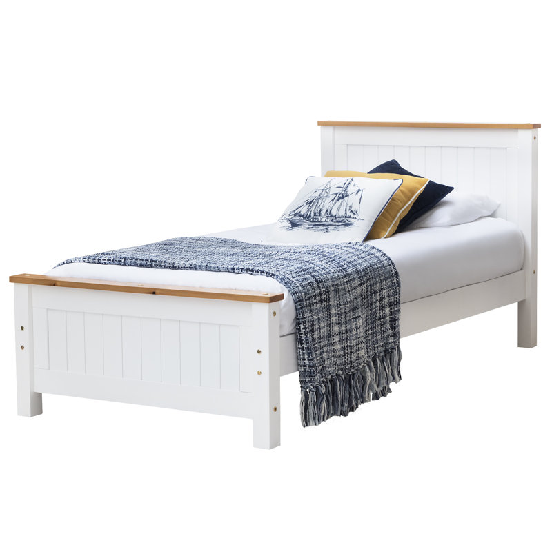 Aubrey Solid Wood Bed with Mattress, Single (3'), 12cm Memory Foam, White