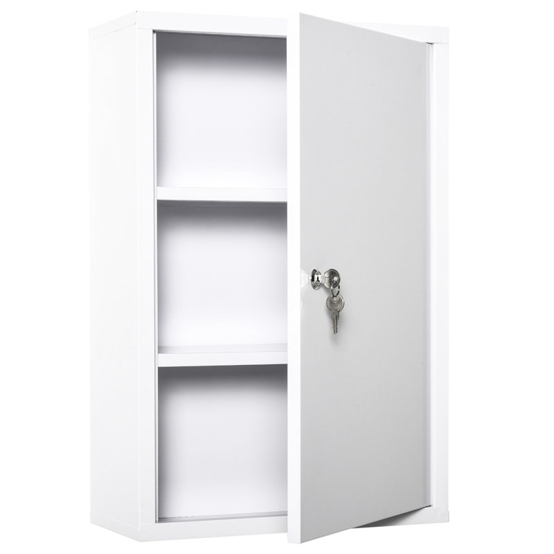 Armoire à pharmacie murale verrouillable à 3 niveaux - Blanc pour la cuisine et la salle de bain
