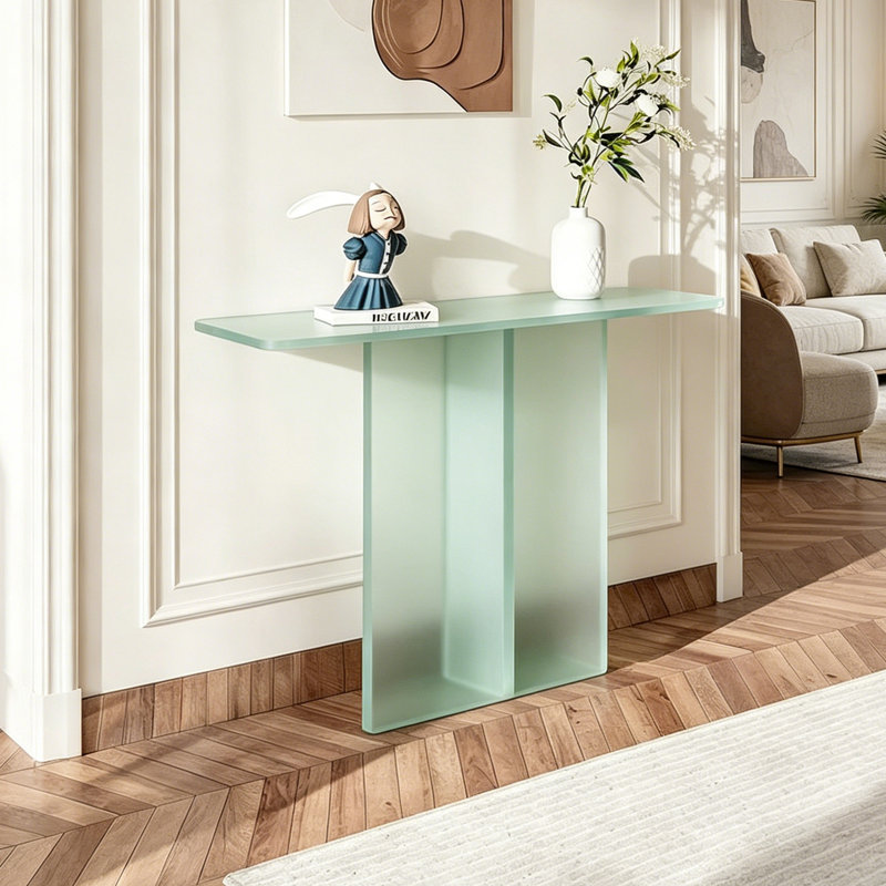 Console en acrylique givré, 31.5" H x 35.43" W x 11.81" D, Green, Green, Green