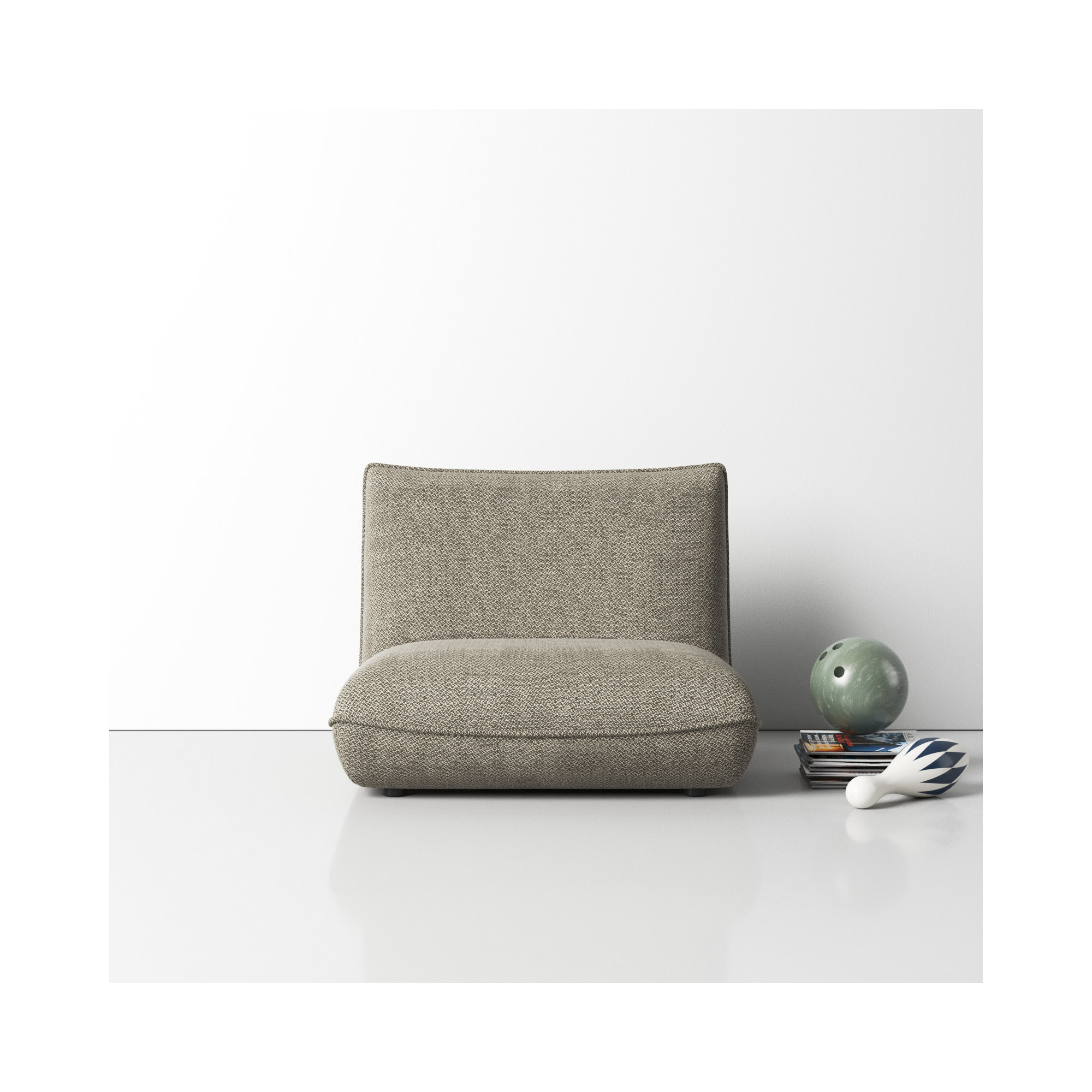 Douglass Upholstered Slipper Chair, Gray Polyester Blend