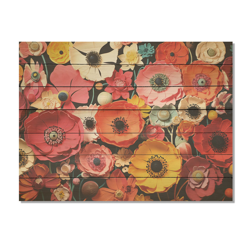 «Wildflowers Meadow Melody - Fleurs sauvages sur bois», H 34 po x l 44 po