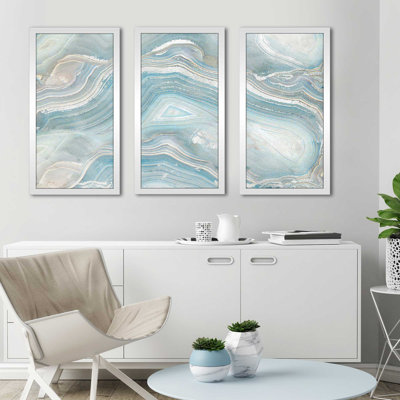 «Agate I», reproduction de peinture à l'acrylique à multiples images en bleu / gris
