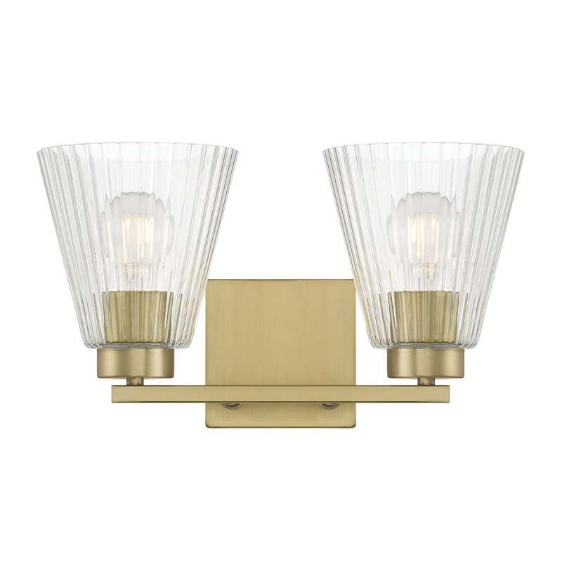 Meuble-lavabo à 2 lumières de 13,75 po Alun, H 7,75 po x l 13,75 po x P 6,5 po, Laiton, Deux lumières