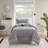Modern Gray King/cal King Bedding Sets, Puffy Comforter & 2 Shams, Polyester Jersey