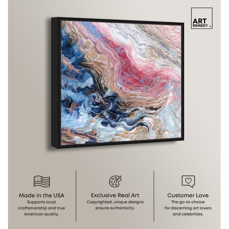 «Doll Memories Bold Watercolor Geode», art mural abstrait par Art Remedy, Cadre noir, H 13 po x l 13 po