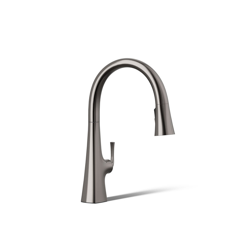 Graze Touchless Pull-Down Kitchen Sink Faucet With Three-Function Sprayhead, Vibrant Titanium