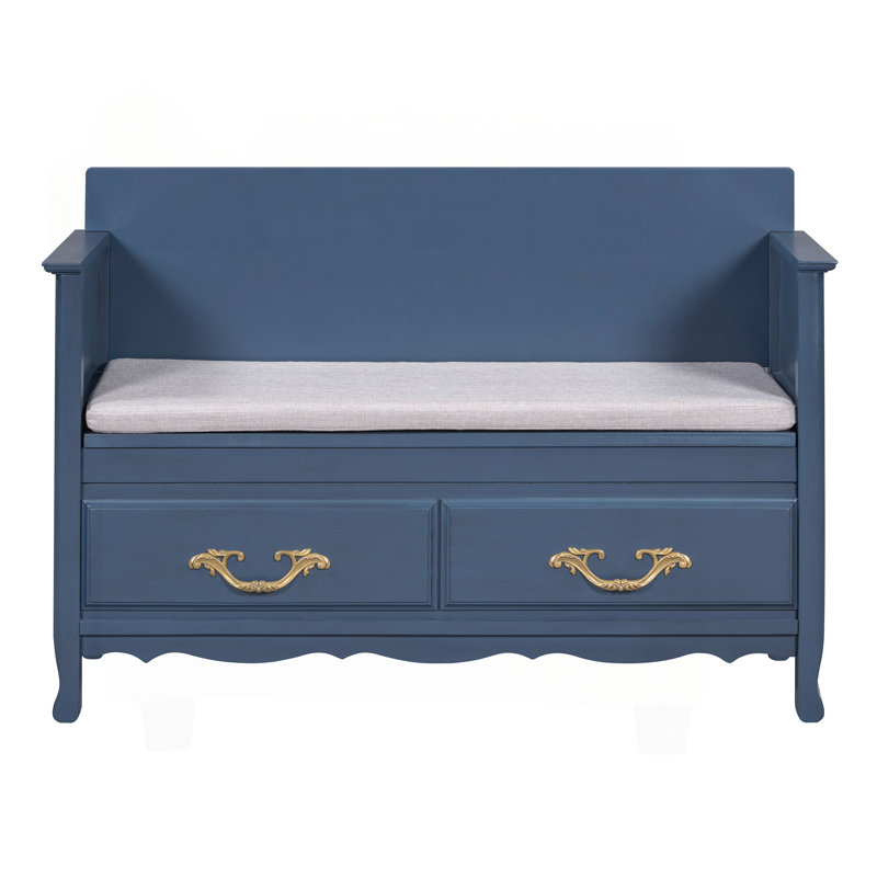 Versatile Shoe Bench with Hidden Storage and Smooth Opening Mechanism, Antique Navy