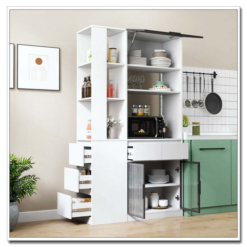 Meuble de rangement en bois, Blanc/Noir