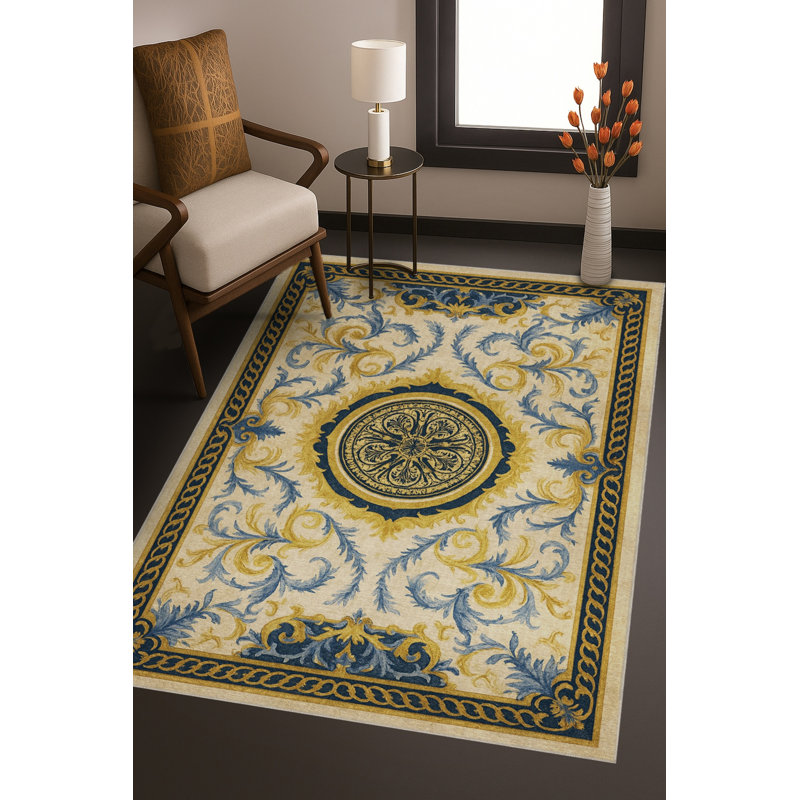 Angeline Cotton Washable Abstract Indoor / Outdoor Rug, 2'6" x 9'10"