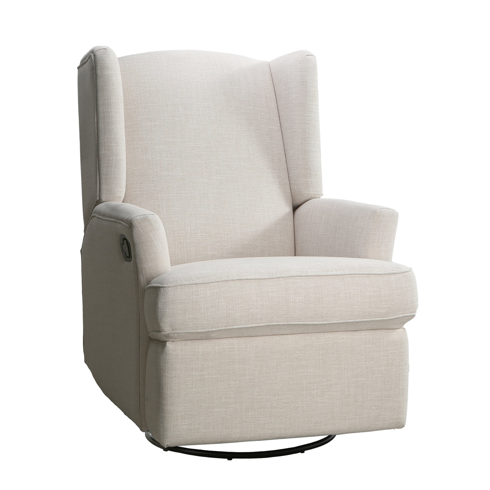 Wingback Swivel Glider, Oatmeal Polyester Blend