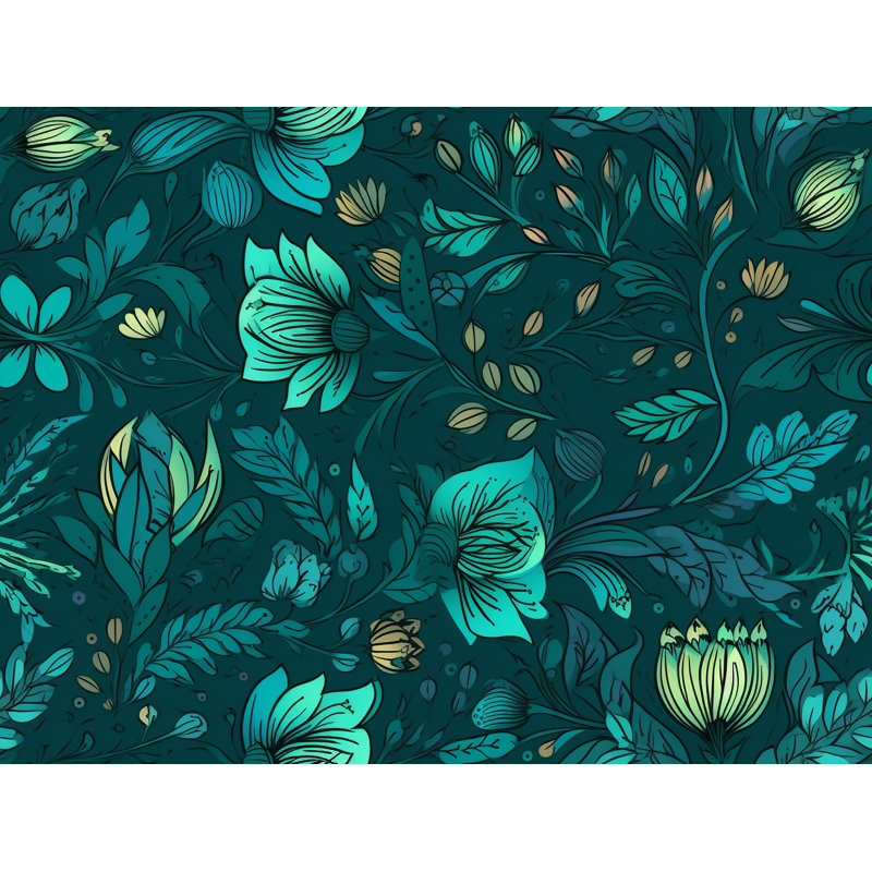 Machine Printed Comforter, Twin Extra Long Comforter, Blue/Green Floral