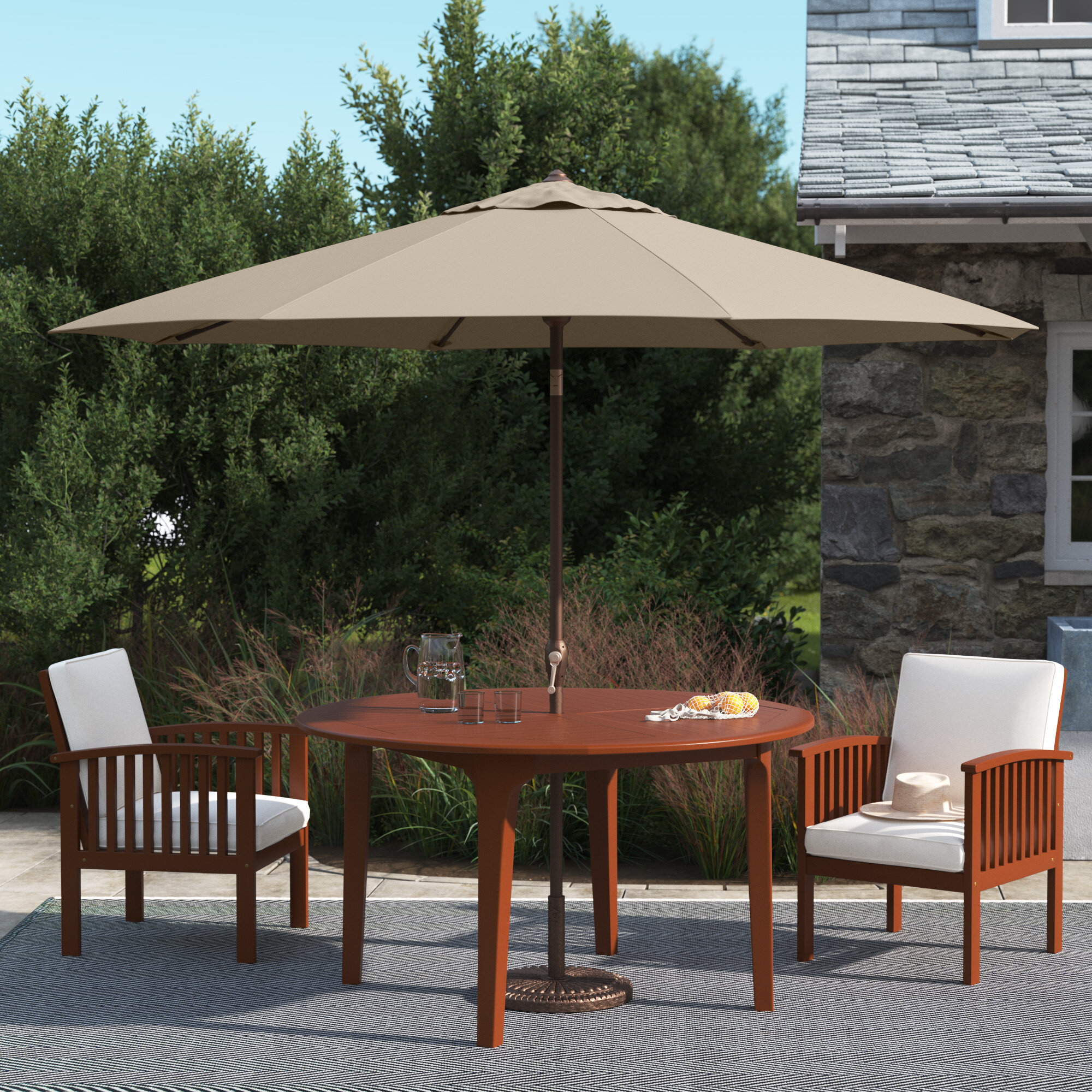 Colete 9' Market Sunbrella® Umbrella, Navy, Bronze