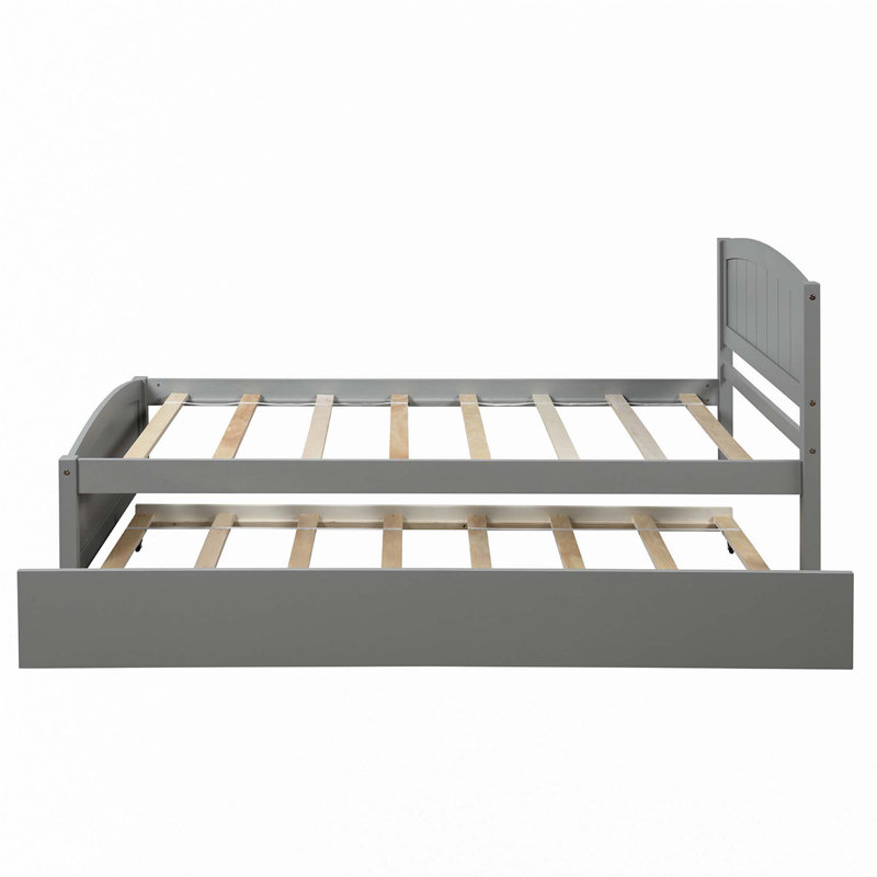 Lit plateforme simple avec lit gigogne, Gris