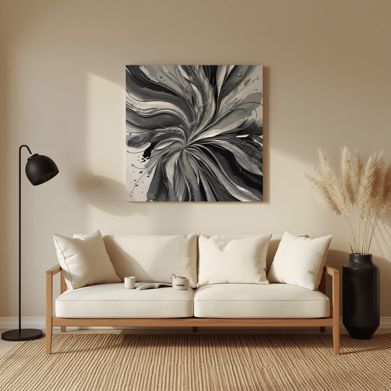 Aquarelle abstraite 30, art mural gris en métal, H 16 po x l 16 po