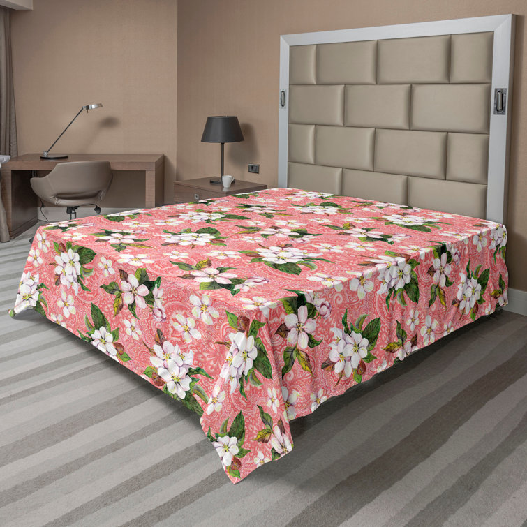 Ambesonne, drap plat floral pivoines, art botanique printanier
