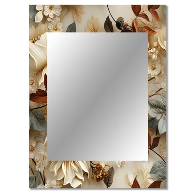 Keenan Rustic Victorian Brocade Victorian Pattern - Floral Wall Mirror, Cottage Decorative Mirror, Printed Metal Art