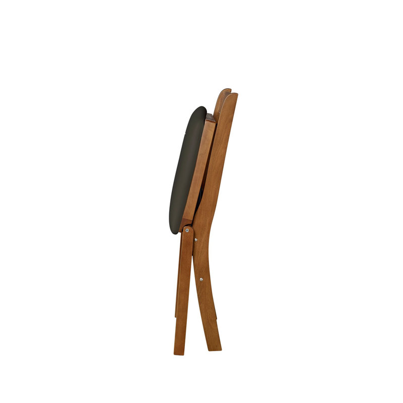 Garyl 19'' H Polyurethane Upholstered Side Chair, Fruitwood, Black Vinyl