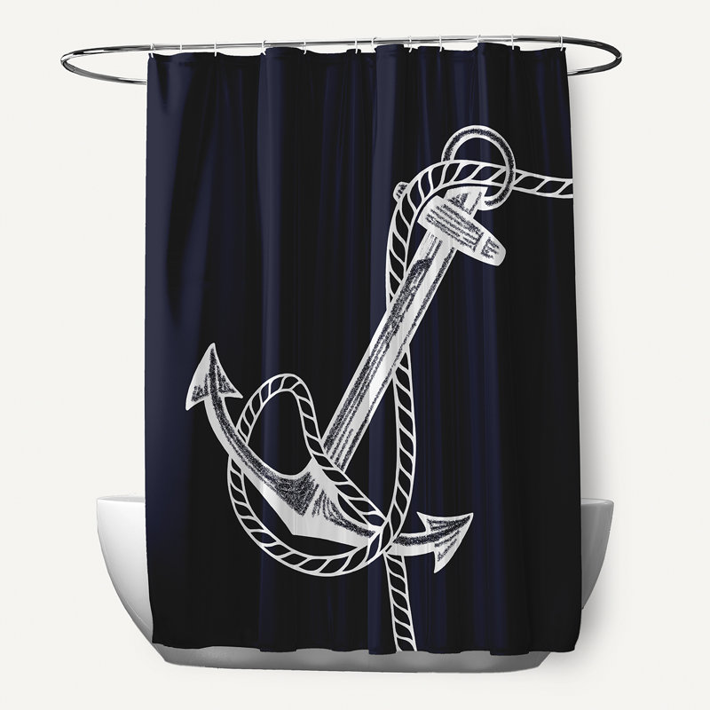 Rideau de douche Anchored, Bleu marine